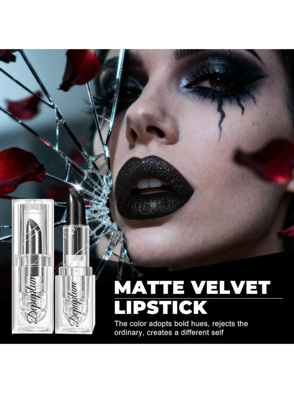 Women's Shimmer Black Gradient Matte Lip Liner Combo Long Lasting Lip Stick
